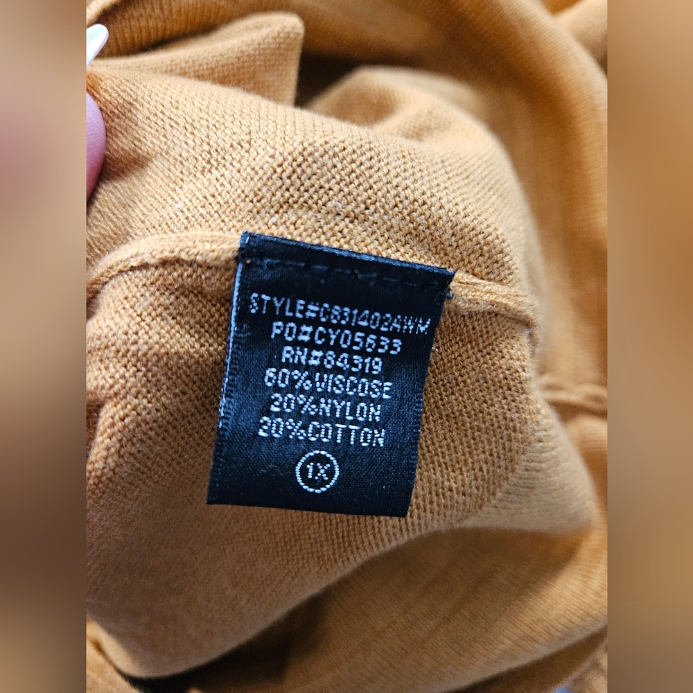 Cyrus Mustard/Orange Crew Neck 3/4 Blouse - Picture 5 of 5